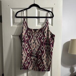 Patterned Spaghetti Strap Top - Multicolor